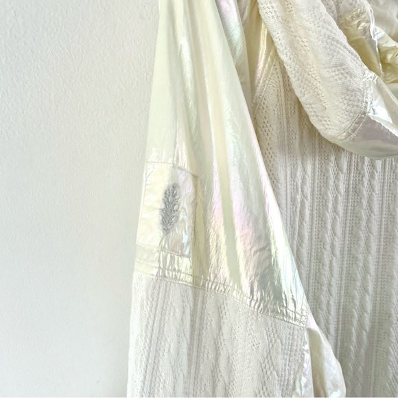 Free People‎ Movement Sweetest Pullover Cream Iridescent Hooded Half Zip Small